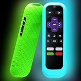 2 Pack Roku TV Remote Cover, Battery Cover for TCL Hisense Roku TV Steaming Stick 4k 4K+ Universal Silicone Sleeve Case with Glow in The Dark (Blue/Green 2pcs)