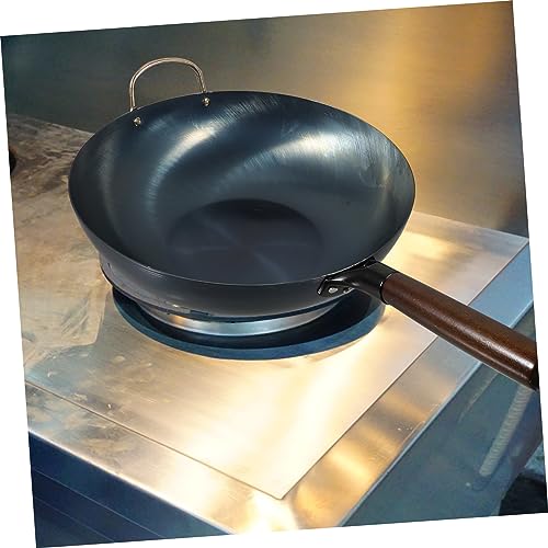 Wok tradicional de hierro con mango de madera 12 pulgadas miniatura 4