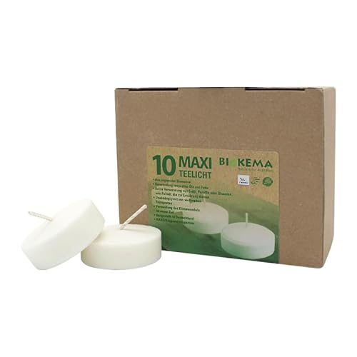 luterna 100% ÖKO-MAXI-TEELICHTER aus regionaler Bio-Masse, BIOKEMA, Ø58 mm, Brenndauer ca. 12h, ohne Aluminiumhülle, 10 Stück pro Verpackung
