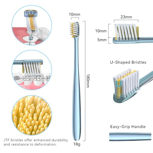 JTF Orthodontic Manual Toothbrush for Braces: 6 U-Shaped Tooth Brush with 6 Interdental Brushes, Ultra-Durable Bristles for Stain Removal and Deep Oral Clean, Toothbrushes for Tooth with Dental Device - Image 4