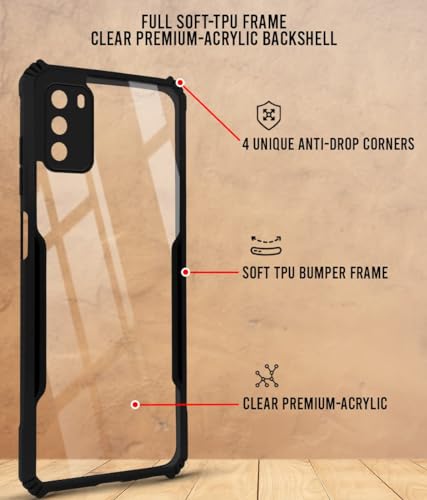 Image of Jkobi Back Cover Case for Poco M3 (Shockproof with Polycarbonate Clear Panel | Professional Black)