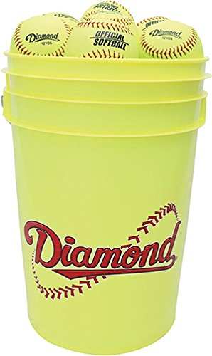 Diamond 6-Gallon Ball Bucket With 18 12Yos Softballs, Yellow #TOP13
