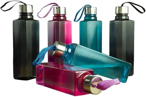 Image of Finner Unbreakable Square Shape Water Bottle Set | Refrigerator Bottle 1000 ml Bottle (Pack of 6, Multicolor, PET) WB-9