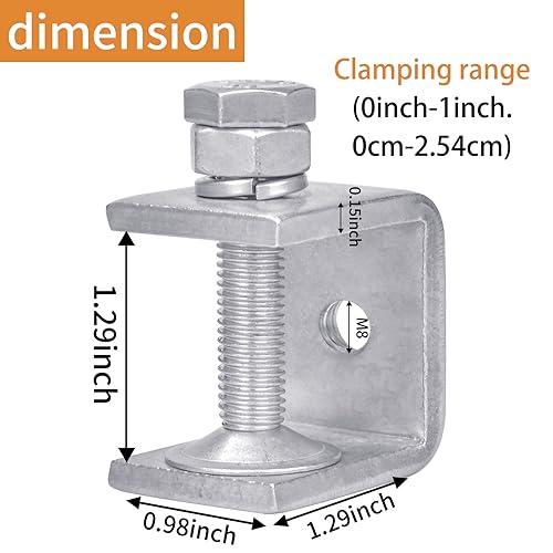 Wmaztool C CLAMPS-001 Stainless Steel Small C Clamp Set, 1 Inch Heavy Duty Metal C-Clamp thumb #2