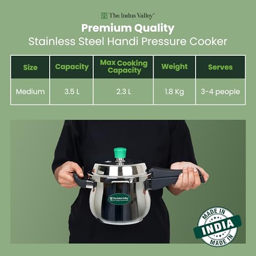 Image of The Indus Valley Stainless Steel Outer Lid Handi Pressure Cooker - Outer Lid | Induction Friendly | ISI-Certified, 100% Toxin-Free, Naturally Non-Stick, 3 Y Warranty (3.5 Litres)