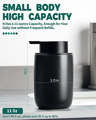 Image of BosilunLife Black Foam Soap Dispenser - Ceramic Foaming Hand Wash Dispenser for Bathroom Modern Farmhouse Small Soap Dispenser Lotion Hand Pump Dispenser for Kitchen Sink