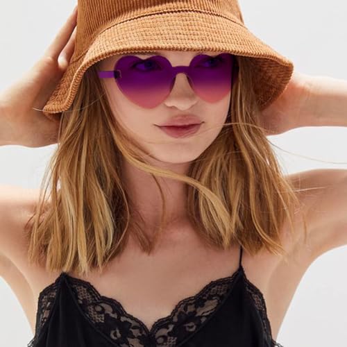 18 Heart Shape Rimless Sunglasses Transparent Candy Color Party Glasses Colored Eyewear for Women2