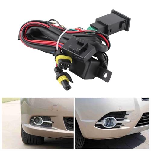 Akozon cablaggio fendinebbia auto + Kit cablaggio interruttore fendinebbia, 12V universale LED per auto Interruttore on/off fendinebbia Kit relè fusibile cablaggio