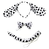 Halloween Dalmatian Headband Bow Tie Tail Spotted Dog Hair Bands Headpiece Women Puppy Ears Hairband Hair Hoop Holiday Party Decoration Cosplay Costume Cute Christmas Handmade Hair Accessories 1 Set