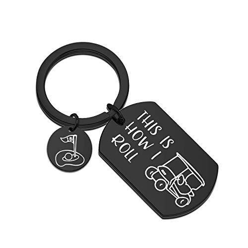 Porte-clés « This is How I Roll » noir en métal gravé pour motard