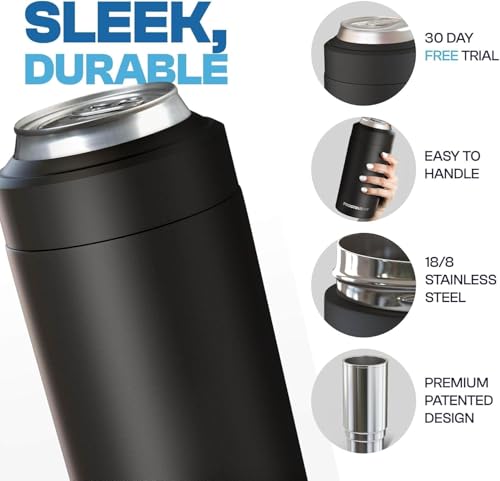 Image of Frost Buddy Universal Can Cooler - Fits All - For Regular 12 & 16 oz or Slim-Size Bottles - Insulated Double-Walled Stainless Steel (Gunmetal Glory)