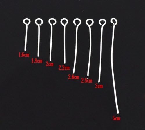 Housweety 800 PCs Mixed Silver Plated Eye Pins Findings