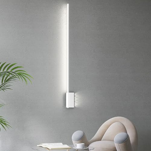 GZZBMY Luz LED de Pared Lectura Interior Aluminio Moderno Apliques de Pared Simple Rectangular Largo Silicona Iluminación de Pared 2 Luces 29W para Sala de Estar Dormitorio (Blanco Luz Blanca,60CM)
