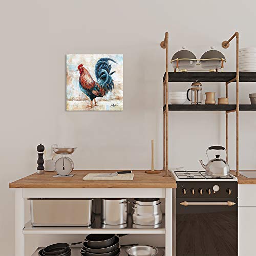 B Blingbling Rooster Picture For Kitchen Wall Art: Golden Rooster Framed Canvas Wall Art Rustic Home Decor Ready To Hang (24"X24"X1Panel) #TOP3
