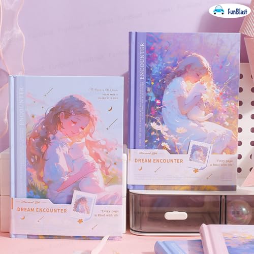 Image of FunBlast Aesthetic Diary for Girls - Dream Encounter Notebook Diary, Cute Kawaii Stationery, Colorful Pages Travel Diary for Kids & Adults (A5 Size; 192 Pages) (Pink)