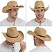 Adjustable Straw Cowboy Hat for Men Women, Western Cowgirl Hat Large Shapeable Wide Brim Sun Hat with Detachable Chin Strap