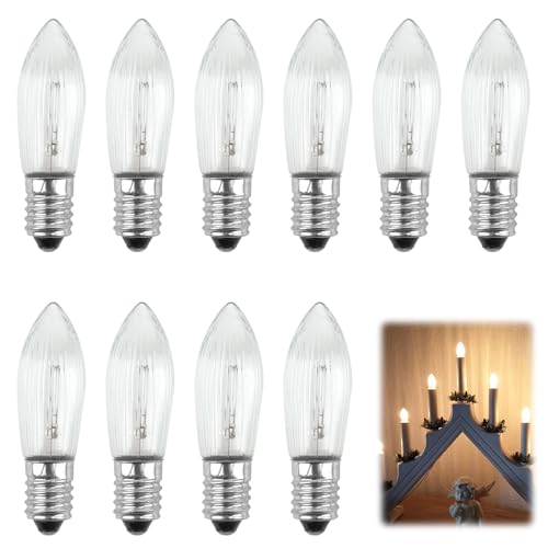 Sangcca E10 Candle Bulb 3Ẉ 34V, 10 Pack Candle Replacement Light Bulbs, Candles Arch Bridge Bulb Warm White 2700K, Candle Light Bulbs for Candles Arch, Bridge, Candlestick, Fairy Lights