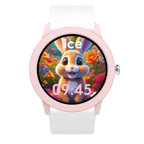 ICE-WATCH - Ice Smart Junior 3.0 Pink White - Montre connectée Ronde Rose pour Fille avec Bracelet en Silicone - 025248 (1.19 Pouces)