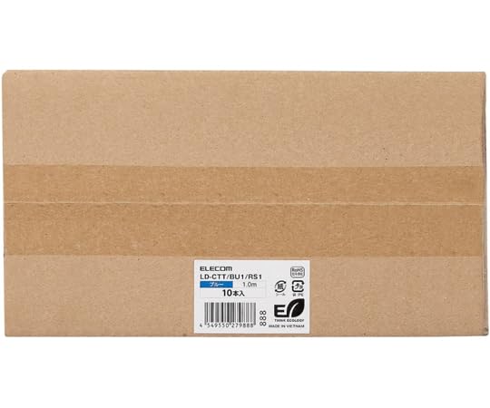 Elecom LD-CTT/BU1/RS1 LAN Cable, CAT5e Compliant, EU RoHS Directive Compliant, Nail Break Prevention, Simple Packaging Specifications, 3.3 ft (1 m), Blue, Set of 10