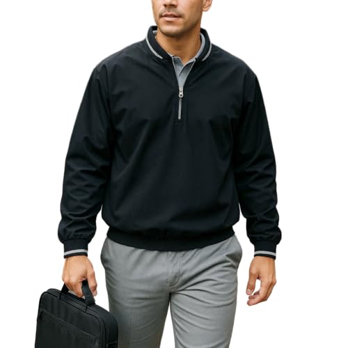 Akwa Men's 1/4 Zip Golf Windshirt Long Sleeve Lightweight