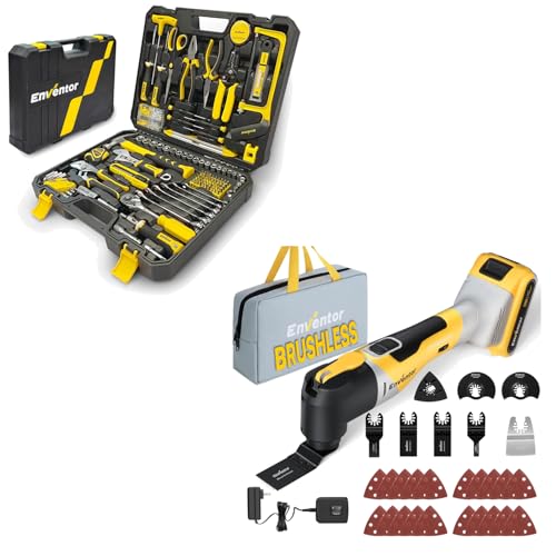 Kit de herramientas Enventor 220 piezas con sierra sin cable 20V