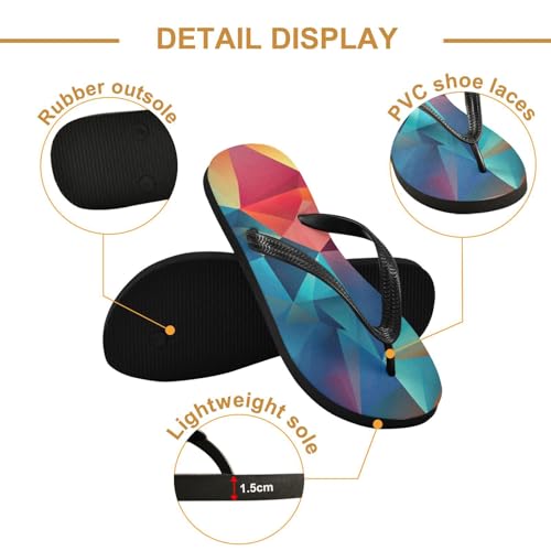 Colorful Triangle Beach Summer Casual Flip Flop Sandals Non-Slip Quick Dry for Women Men 214B25802