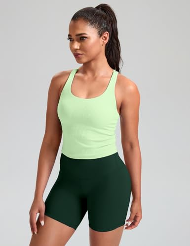 Image of HeyNuts Zeal Bras Longline Ribbed Medium Support Sports Bras, Crisscross Back Tank Tops with Removable Pads A-D Cups
