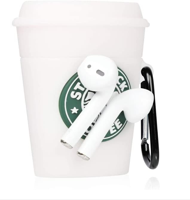 Jiulian Case for Airpods 1&2,Cartoon Cute Funny Cool Soft Silicone, Fun Fashion Trendy 3D Kawaii Design for Men Boys Girls Air pods Cases Unique Coffee Food Stylish Cover for Airpod 2/1 [White Bottle]