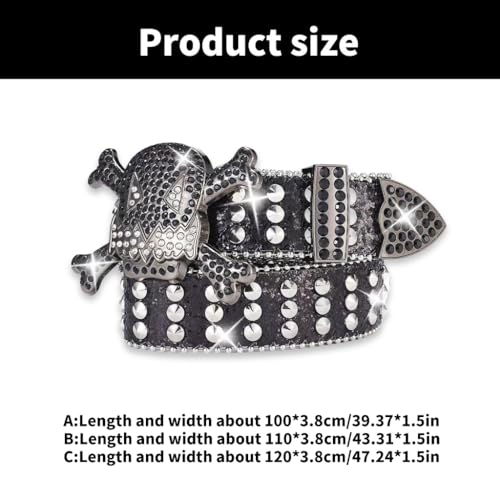 Blingbling Waist Belt Studded Skull for Street Dance Jean Belt Livehouse Punk Waist Chain Stunning Rhinestones2