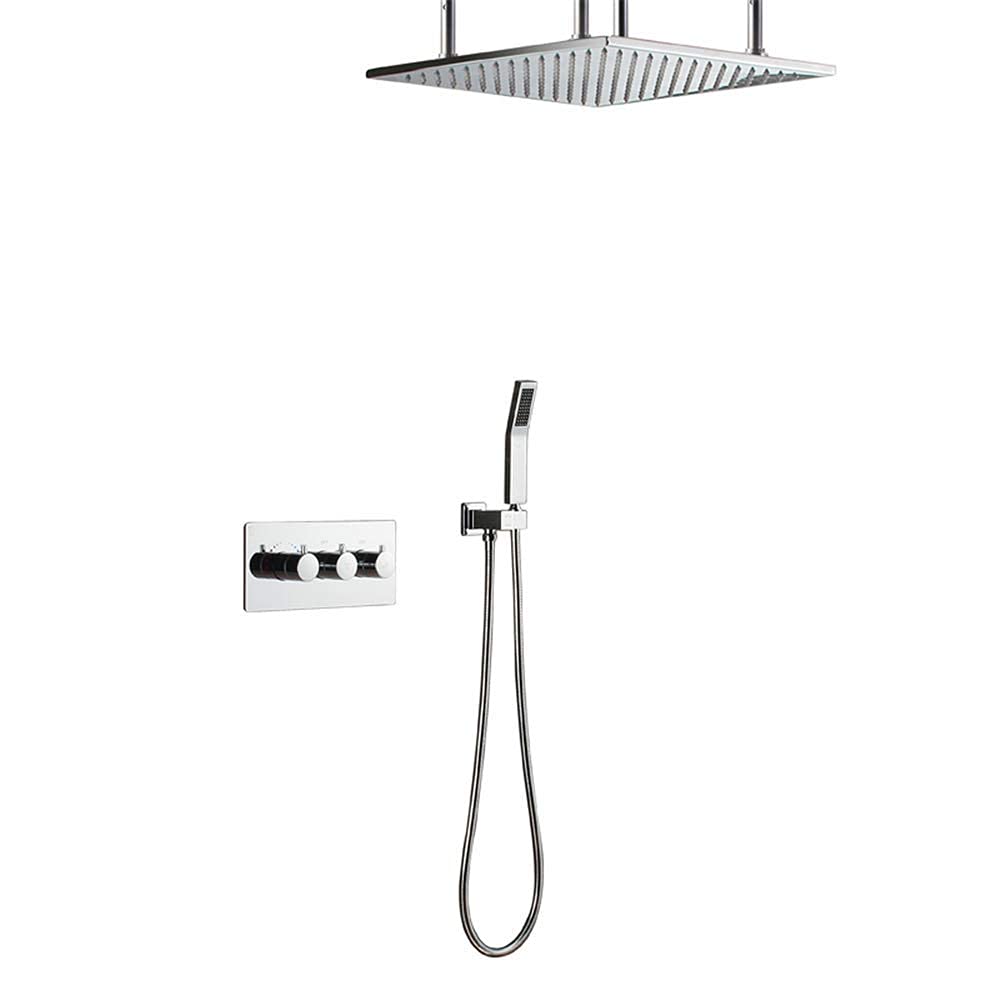OZBMA Water Tap Bath Shower Systems 20'' Rainfall Tatic Set System Brass Faucet Bathroom Rain Mixer Combo Wall Embedded,Withoutliftingrod,Withoutliftingrod (Utan Lyftst?ng Utan lyftst?ng)