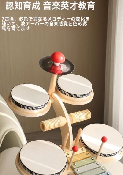 JoyeeLii【知育玩具 音楽教育】木製 打楽器セット 子供用 - 6種類 多機能 幼児 リトミック 知育 玩具 3-6歳 誕生日