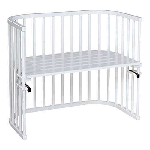 Cododo babybay Maxi en bois de hêtre massif I Hauteur réglable en continu pour le lit enfant lit bébé réglable et écologique qui grandit avec l'enfant, laqué blanc