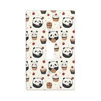 Cute Panda Cake Print Light Switch Cover Plate, 1- Gang Standard Size 4.5\" x 2.76\", Decorative Toggle Wall Plate Covers, Unbreakable Polycarbonate Thermoplastic