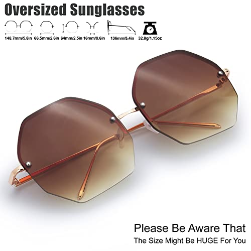 The Fresh Fashion Designer Huge Hexagon Metal frame Ocean Colored Lens Sunglasses - Exquisite Packaging4
