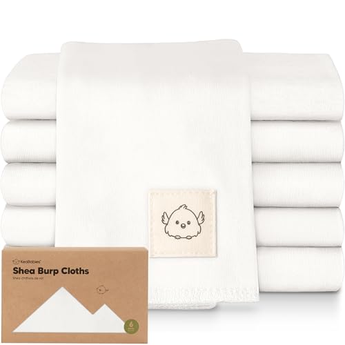 Image of Organic Burp Cloths Baby Boy, Girl - 6-Pack Large 100% Cotton Burping Cloths for Babies, Spit Up Rags, Super Absorbent, Ultra Soft Newborn Rag, Gender Neutral, Machine Washable, Durable (Soft White)