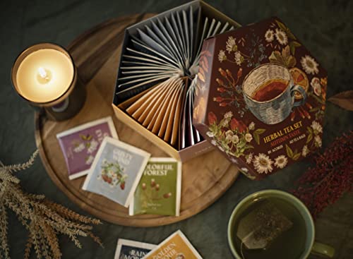 Image of ACORUS Autumn Taste Tea Set, Natural Herbal Tea Variety Pack, Assorted Tea Box, Tea Gift Set of 6 Different Teas, Herbal Tea Sampler of 60 Tea Bags Individually Wrapped, Discover Rich Autumn Teas