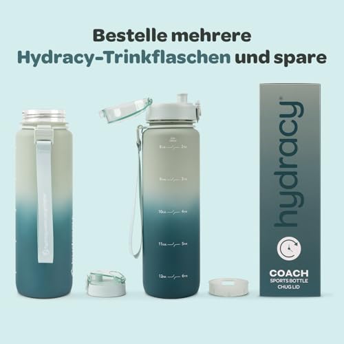 Image of Hydracy Water Bottle with Time Marker & Fruit Infuser-Gradient 32 oz | BPA Free - Leak Proof Gym Bottle with times to drink - Ideal for Fitness Sports & Outdoors