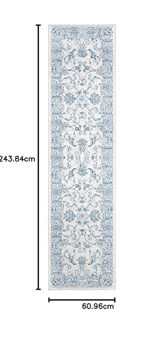 SAFAVIEH Transitional Rug for Living Room, Dining Room, Bedroom - Brentwood Collection, Short Pile, in Light Grey and Blue, 61 X 244 cm - Image 2