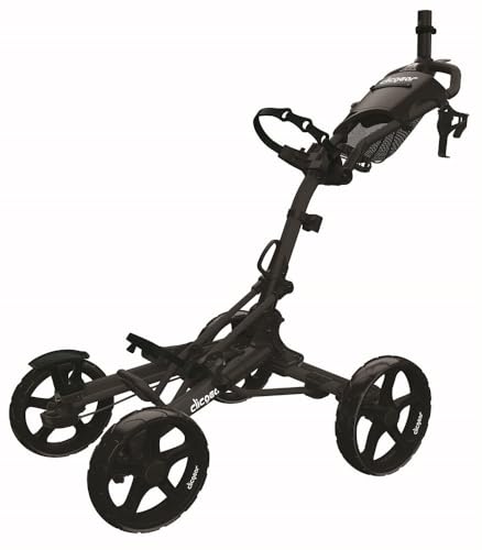 Image of Clicgear Unisex Clicgear 8.0+ Golf Push Trolley, Silver, One Size UK + Clicgear Deluxe Adjustable Umbrella Holder, Black/Grey