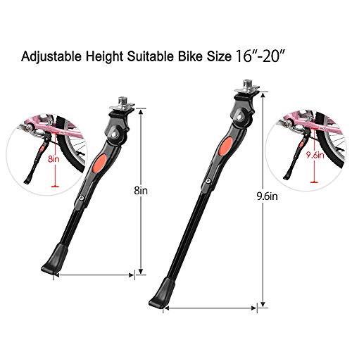 Kickstand For 16 18 20 Inch Kids Bicycle Center Mount Adjustable Aluminum Alloy Bicycle Kickstand Adult Kick Stands For 16-20 Inch Mountain Bike/Road Bicycles #TOP1