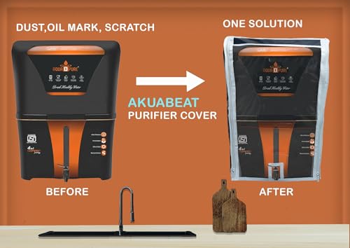 Image of Water Purifier Cover Compatible with Aqua D Pure RO+UV+UF+Copper Alkaline - Blue PVC with Transparent Front & White Border | Waterproof & Dustproof (51x41x15 cm)
