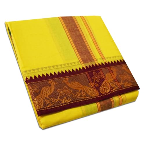 Image of vimayam pure cotton 3 inch border colour dhoti 9X5(Assorted Border design and colours)