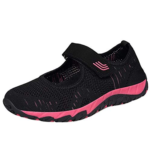 Logobeing Zapatosde Mujer Zapatillas Respirable Mocasines Deportes Casual Sandalias Antideslizantes Fitness Correr Calzado Deportivo Zapatilla Malla Plataforma (39, Negro)
