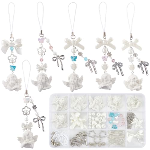 Breloques de téléphone portable DIY perles papillon fleur et ange pour trousseau