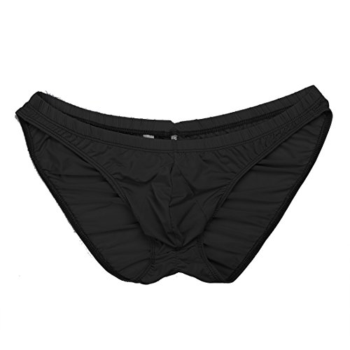 Men's Sexy Bulge Bikini Contoured Pouch Briefs Elastic Silky Ruched Back Underwear Swimwear