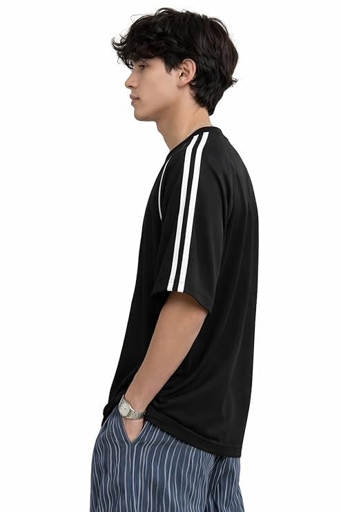 Image of Printed Men's Polycotton Relax Fit Round Neck T-Shirt | Half Sleeve Solid Casual & Gym Wear Comfortable Regular T-Shirt