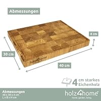 holz4home® Schneidebrett L aus Eichenholz I Stirnholz Würfelmuster Echtholz Brett I Hackbrett Steakbrett 40x30x4 cm I Küchenbrett mit Saftrille Holzbrett für Gemüse Fleisch – Ansicht 6