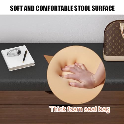 Banc à chaussures robuste avec assise rembourrée et coffre double en bois noble