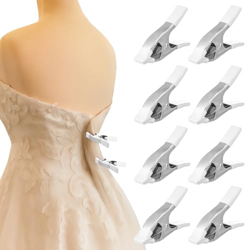 LemonRoad 8 Pack 1.97 Inch Dress Clips Clothing Clamps for Fitting Bridal Seamstress Mannequin Heavy Duty Fixed Clamp Wedding Photographer Fashion Designers Dress Makers Salespeople
