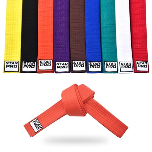 Starpro Cinturón de Ranking de Artes Marciales | Algodón de 7 Puntos | 9 Colores | Diseño Ligero para Entrenamiento y competición de Karate Judo Taekwondo | 240cm 280cm 320cm